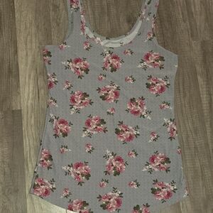 No Boundaries Floral Tank Top in Gray and Pink
